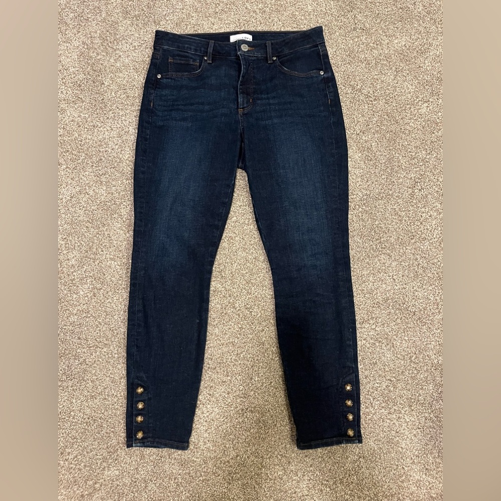 Loft High Waisted Curvy jeans with buttons at the ankle. Excellent condition.